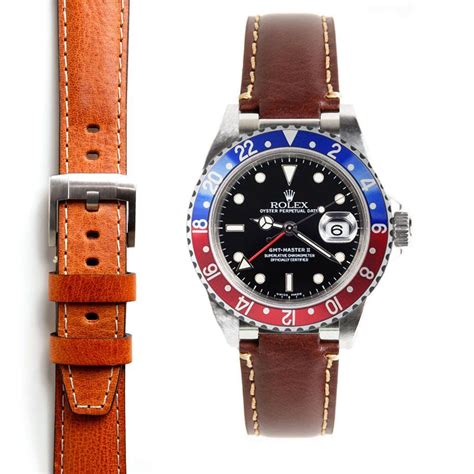 Steel End Link Leather Strap for Rolex GMT Master I & II Watch 